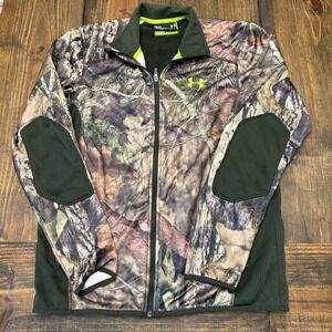 Under Armour Scent Control full zip Camo Jacket Mens Medium Mossy Oak elbow pads